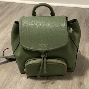 Kate spade Taylor pebbled leather backpack in olive green NWT
